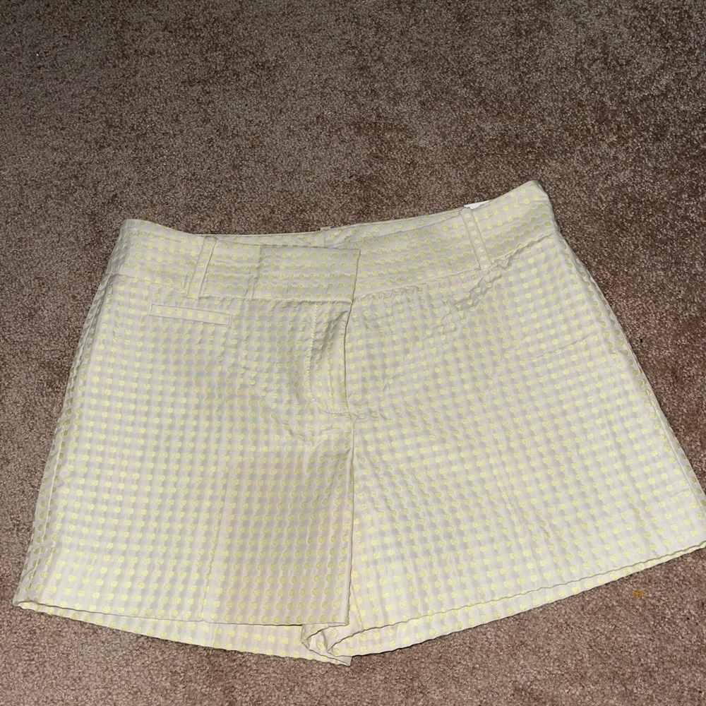 LOFT Yellow Gingham Textured Shorts
